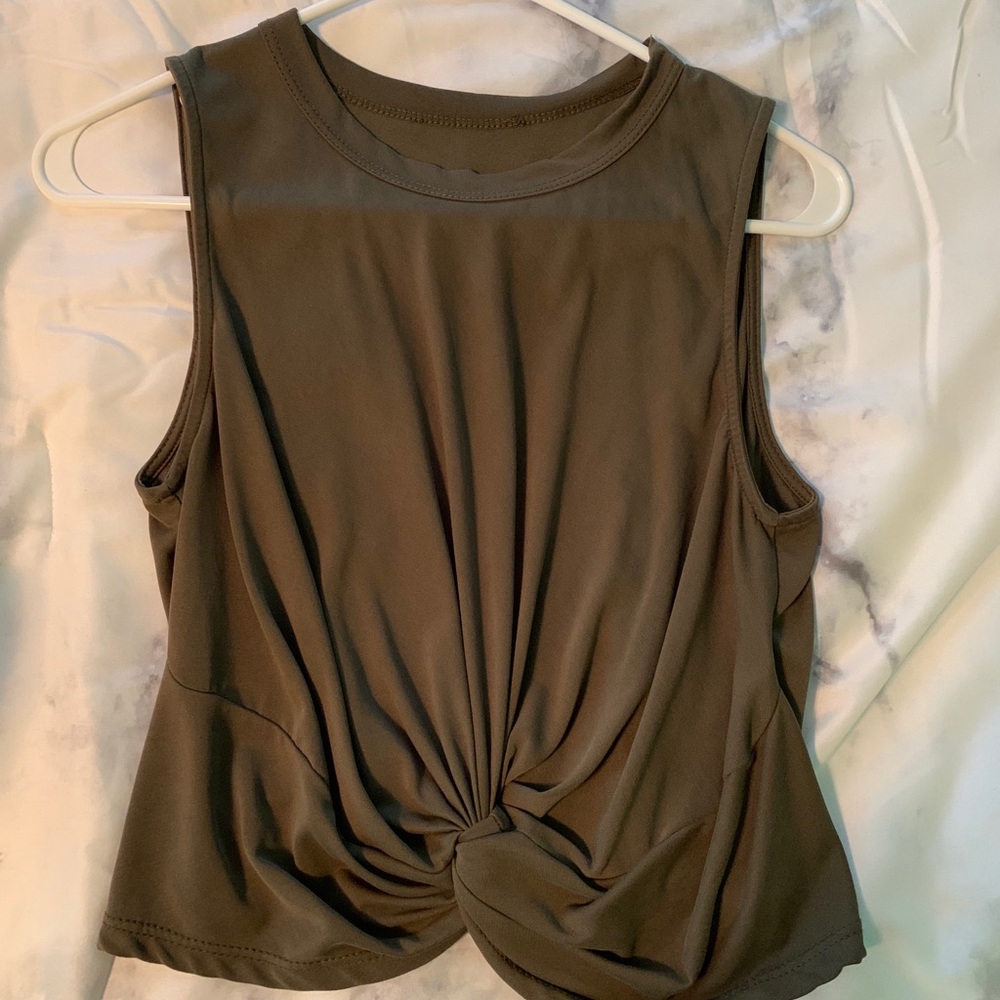 Olive green swirl tank top